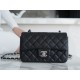 CF Classic Flap Litchi Grain Mini Black Silver Calfskin  