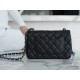 CF Classic Flap Litchi Grain Mini Black Silver Calfskin  