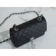 CF Classic Flap Litchi Grain Mini Black Silver Calfskin  