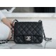 CF Classic Flap Square Fatty Litchi Grain Mini Black Silver  