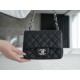 CF Classic Flap Square Fatty Litchi Grain Mini Black Silver  