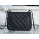 CF Classic Flap Square Fatty Litchi Grain Mini Black Silver  