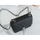 CF Classic Flap Square Fatty Litchi Grain Mini Black Silver  