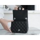 CF Classic Flap Square Fatty Litchi Grain Mini Black Silver  