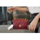 Chanel 2021 Double Gold Ball CF Mini 19cm Burgundy Glossy Calfskin  