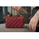 Chanel 2021 Double Gold Ball CF Mini 19cm Burgundy Glossy Calfskin  