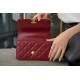 Chanel 2021 Double Gold Ball CF Mini 19cm Burgundy Glossy Calfskin  