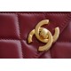 Chanel 2021 Double Gold Ball CF Mini 19cm Burgundy Glossy Calfskin  