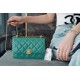 Chanel 2021 Double Gold Ball CF Mini 22cm Peacock Green Calfskin  