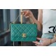 Chanel 2021 Double Gold Ball CF Mini 22cm Peacock Green Calfskin  