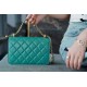 Chanel 2021 Double Gold Ball CF Mini 22cm Peacock Green Calfskin  