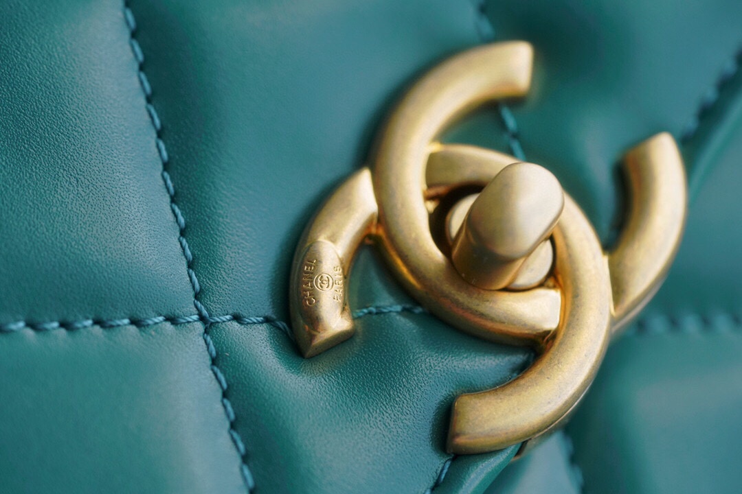 Chanel 2021 Mini Classic Flap in Vintage Green Glossy Calfskin  