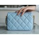 Chanel 21/22 Bullet Shell Square Bag Dreamy Blue Litchi Grain Calfskin  