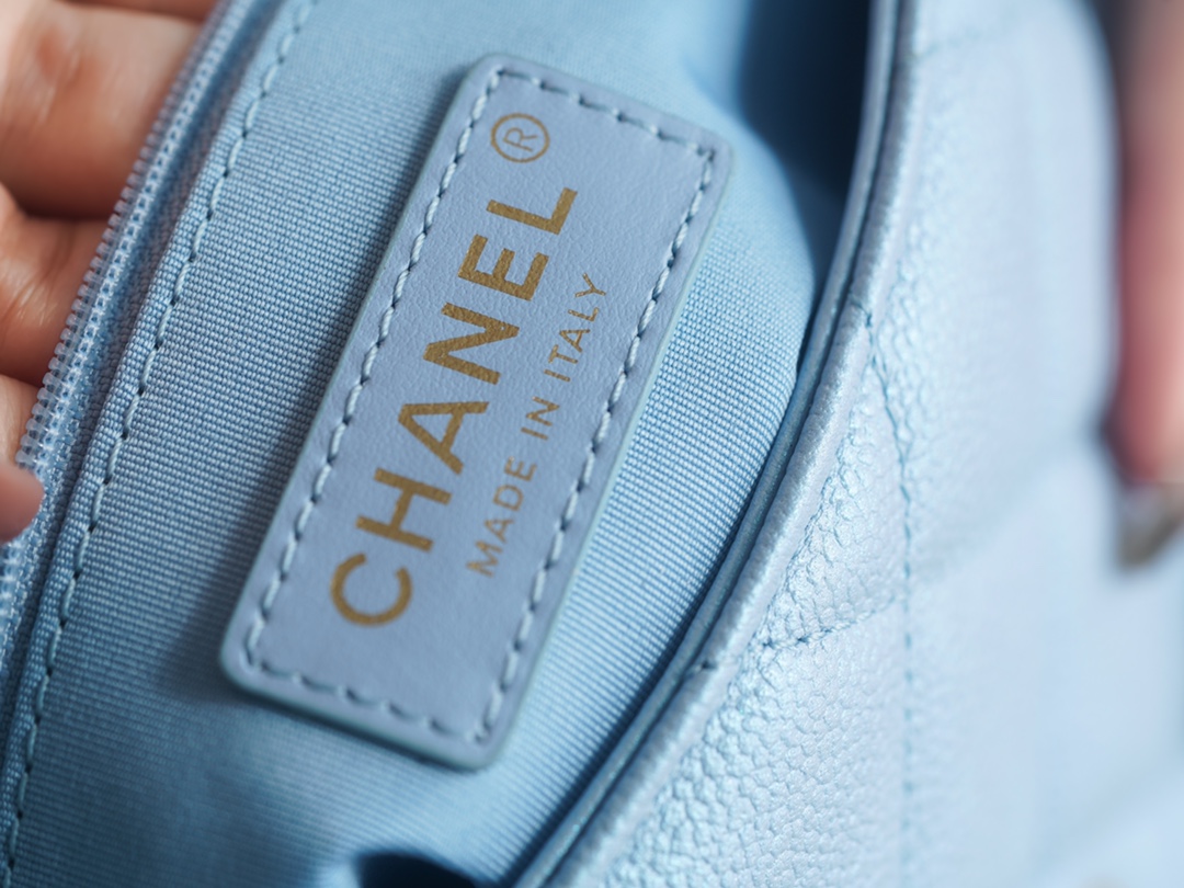 Chanel 21/22 Bullet Shell Square Bag Dreamy Blue Litchi Grain Calfskin  