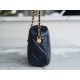 Chanel Bullet Shell Horizontal Camera Bag Pearlescent Black Blue Litchi Grain Calfskin  