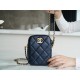 21/22 Bullet Shell Vertical Camera Bag Dream Blue Classic Quilted Litchi Grain Calfskin  