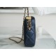 21/22 Bullet Shell Vertical Camera Bag Dream Blue Classic Quilted Litchi Grain Calfskin  