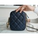 21/22 Bullet Shell Vertical Camera Bag Dream Blue Classic Quilted Litchi Grain Calfskin  