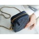 21/22 Bullet Shell Vertical Camera Bag Dream Blue Classic Quilted Litchi Grain Calfskin  