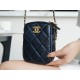 21/22 Bullet Shell Vertical Camera Bag Dream Blue Classic Quilted Litchi Grain Calfskin  