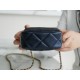 21/22 Bullet Shell Vertical Camera Bag Dream Blue Classic Quilted Litchi Grain Calfskin  