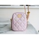 Chanel 21/22 Bullet Shell Vertical Camera Bag Pearlescent Pink Classic Quilted Litchi Grain Calfskin