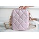 Chanel 21/22 Bullet Shell Vertical Camera Bag Pearlescent Pink Classic Quilted Litchi Grain Calfskin