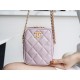 Chanel 21/22 Bullet Shell Vertical Camera Bag Pearlescent Pink Classic Quilted Litchi Grain Calfskin