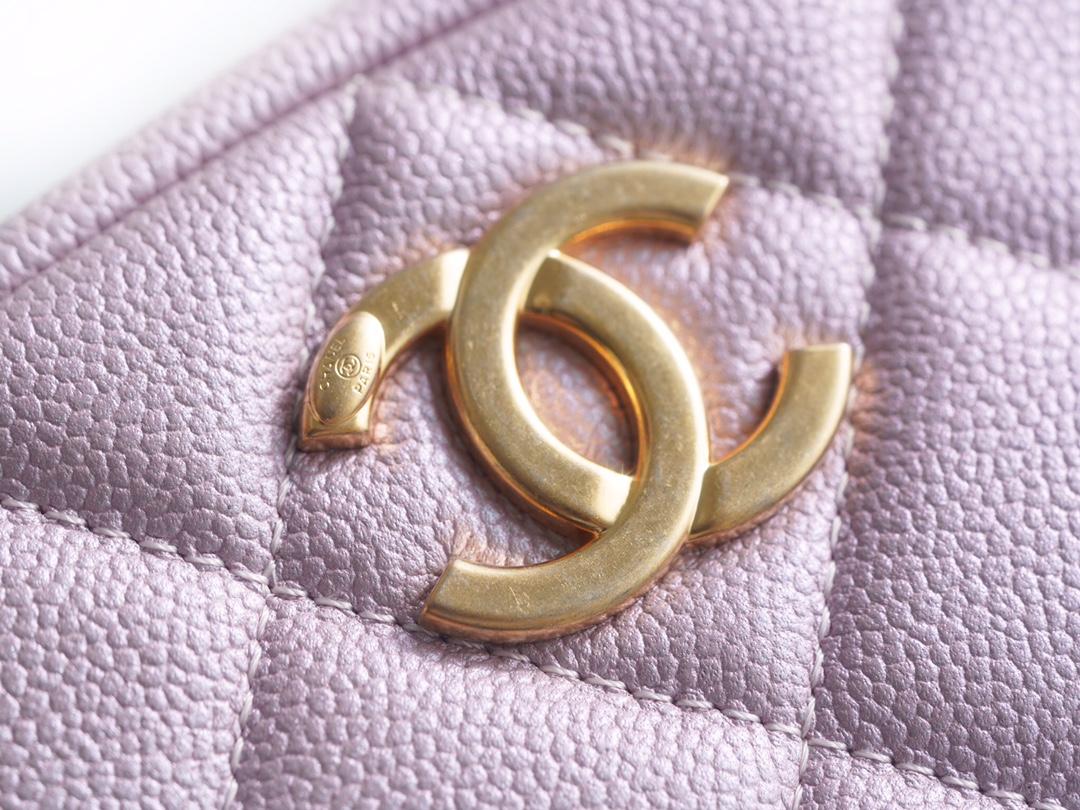 Chanel 21/22 Bullet Shell Vertical Camera Bag Pearlescent Pink Classic Quilted Litchi Grain Calfskin