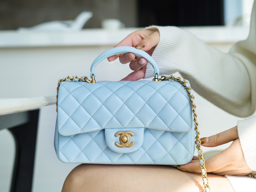 Chanel CF Mini Handle Baby Blue Classic Flap  