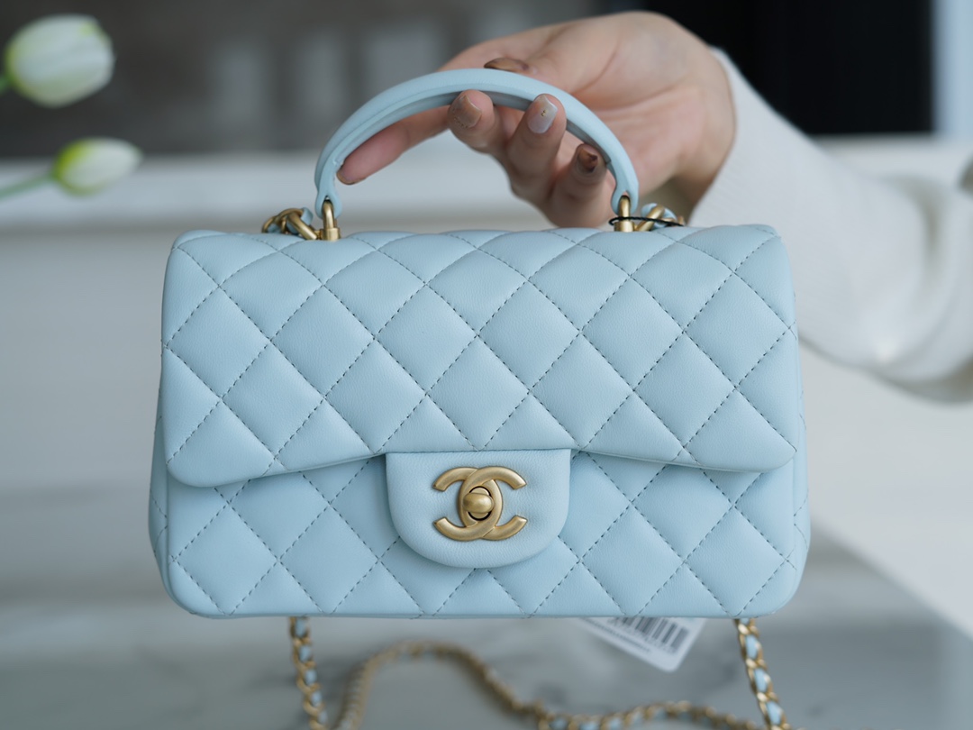 Chanel CF Mini Handle Baby Blue Classic Flap  