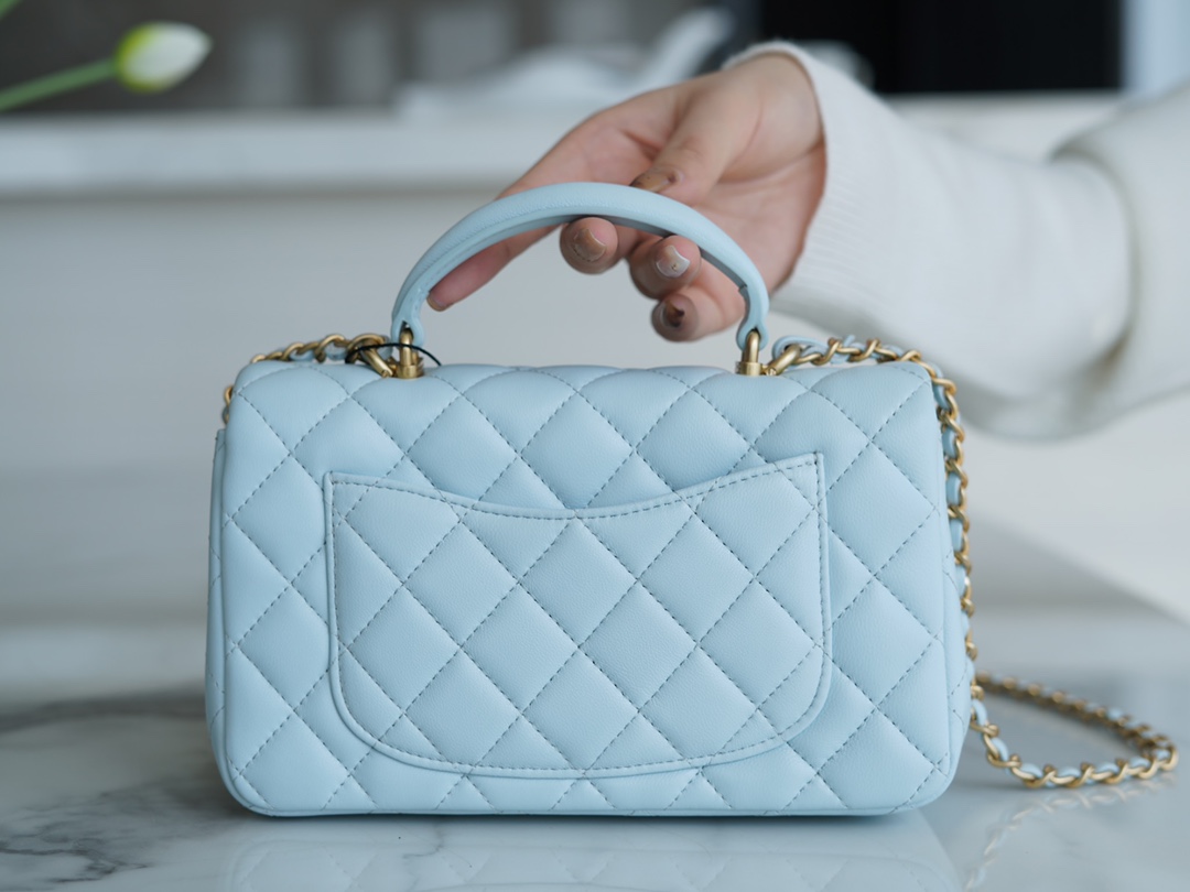 Chanel CF Mini Handle Baby Blue Classic Flap  