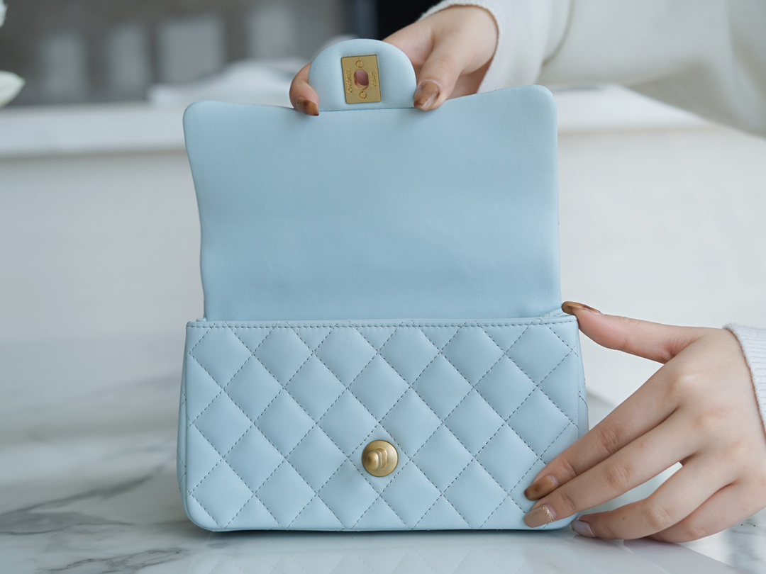 Chanel CF Mini Handle Baby Blue Classic Flap  