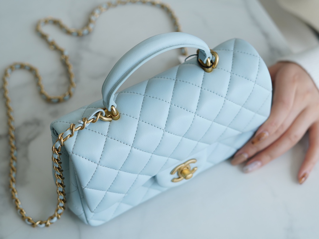 Chanel CF Mini Handle Baby Blue Classic Flap  