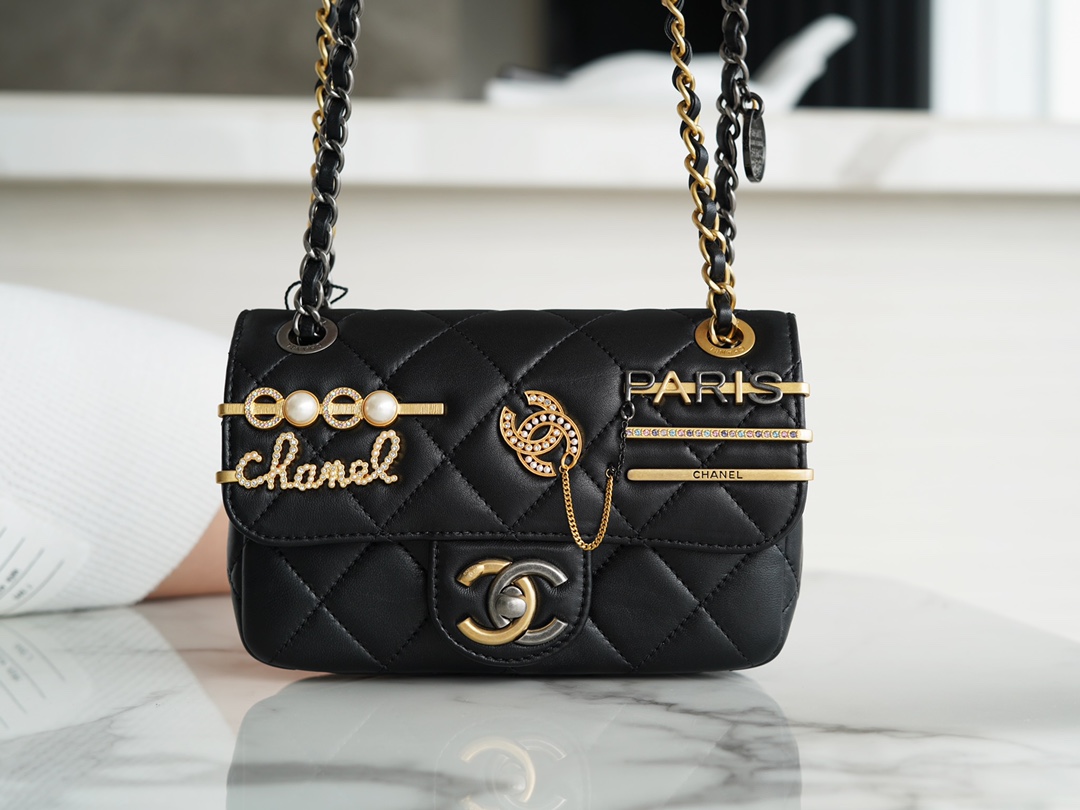 Chanel 21/22 CF Badge Black Lambskin  