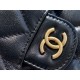 Chanel 2021 Handle Coin Purse Black Classic Quilted Design  