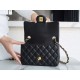 CF Mini Classic Flap Black Gold Litchi Grain Calfskin  