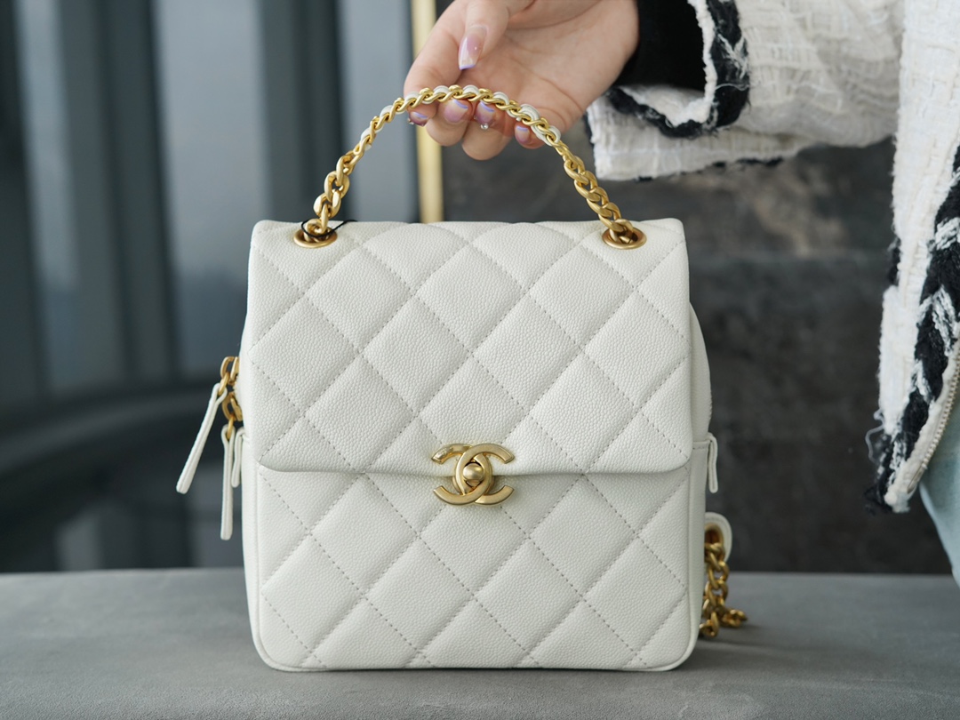 Chanel 22P Vintage Milk White Backpack  