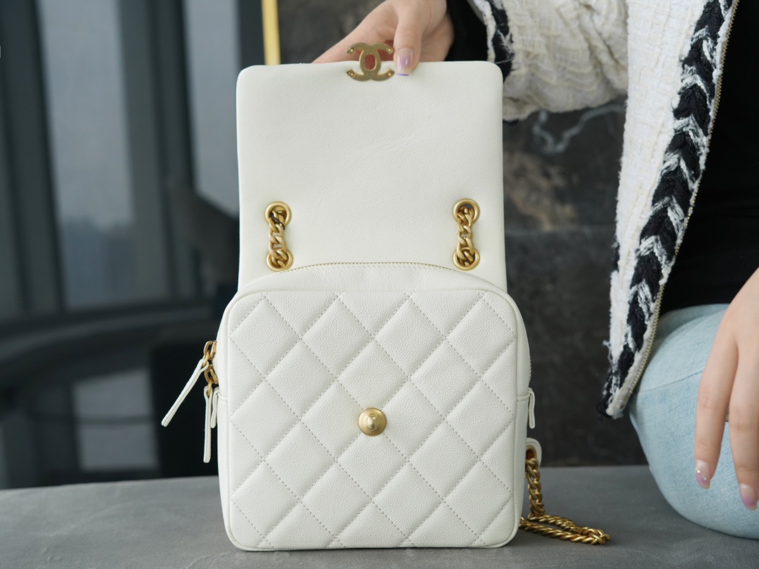 Chanel 22P Vintage Milk White Backpack  