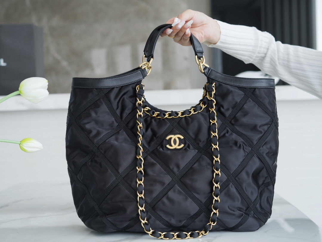 Chanel 22P Nylon Chain Shopping Bag  