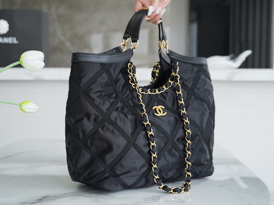 Chanel 22P Nylon Chain Shopping Bag  