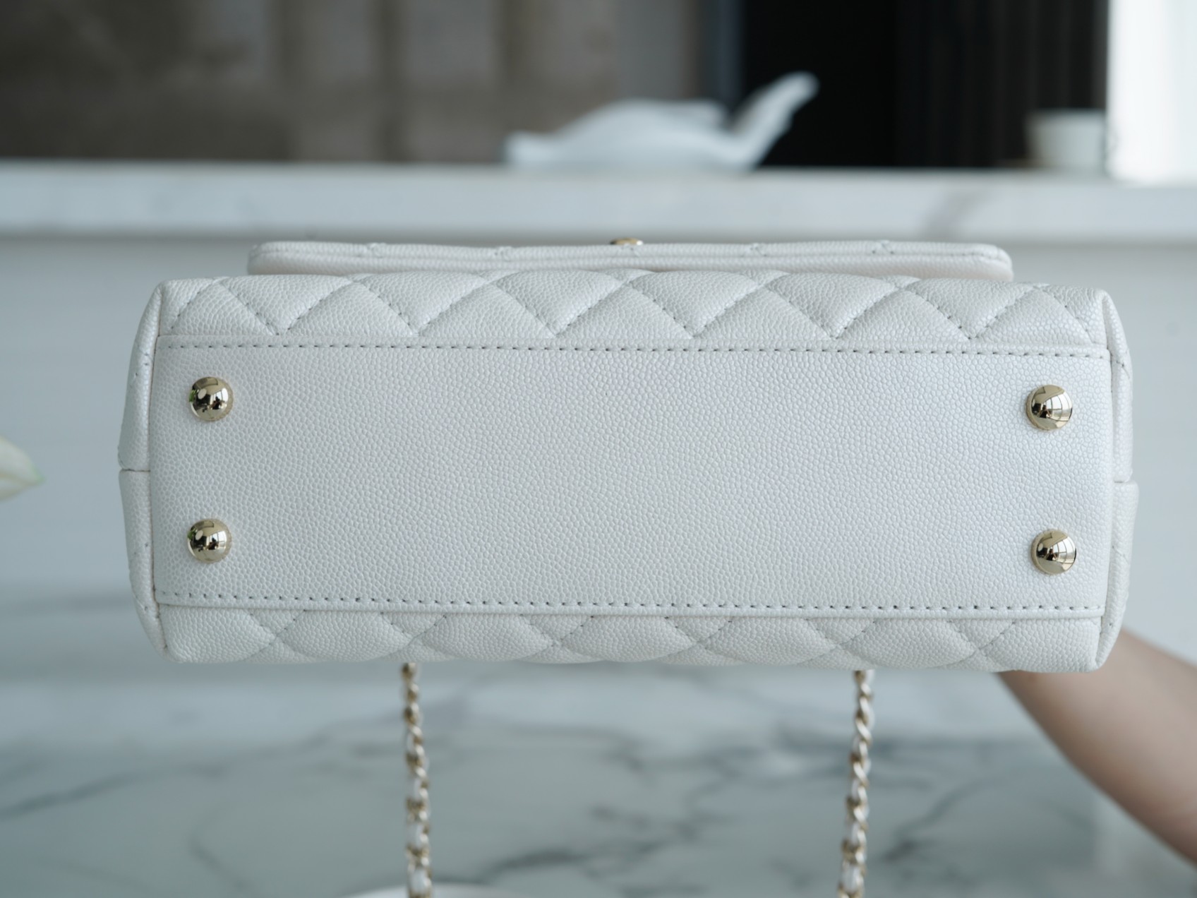 Chanel Coco Handle Small Handle in Pearl White Calfskin  