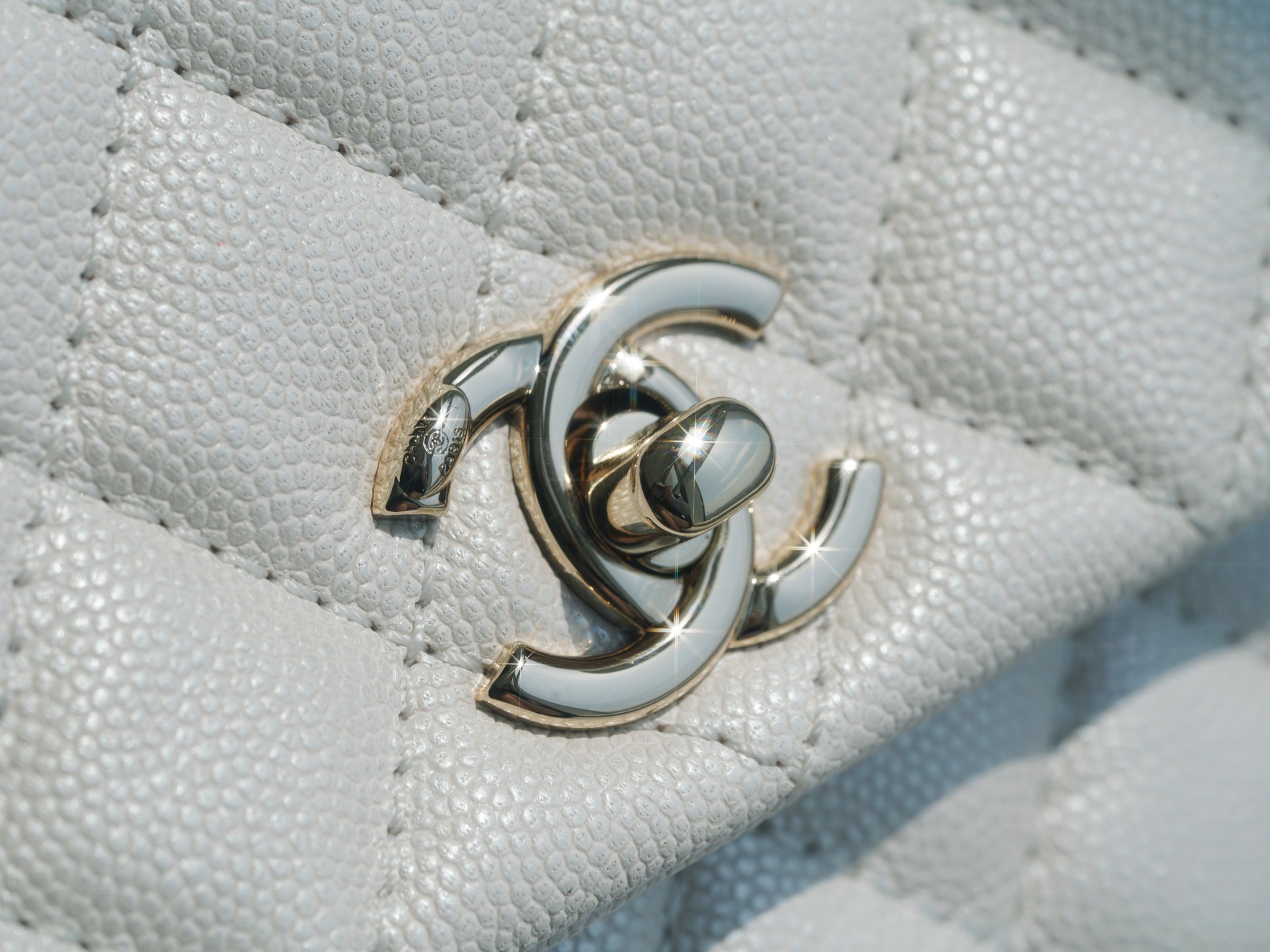 Chanel Coco Handle Small Handle in Pearl White Calfskin  