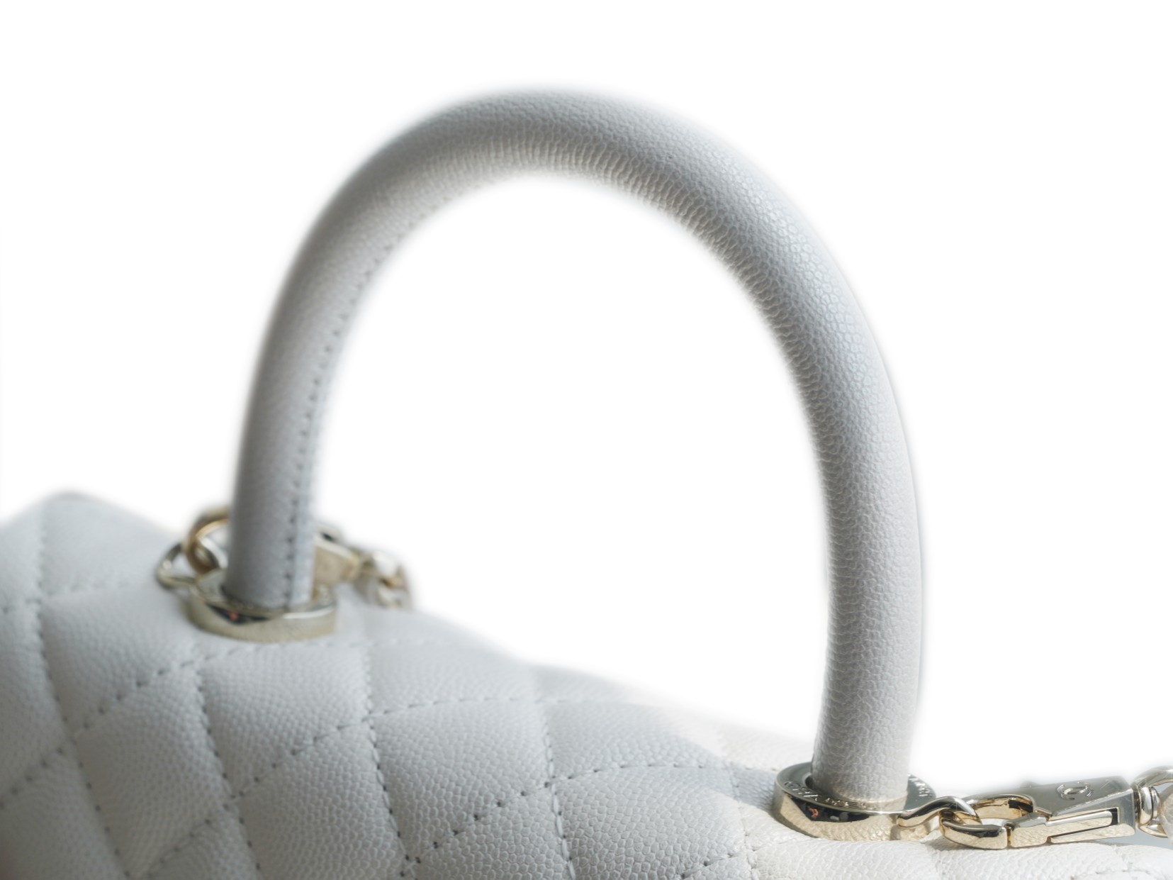 Chanel Coco Handle Small Handle in Pearl White Calfskin  