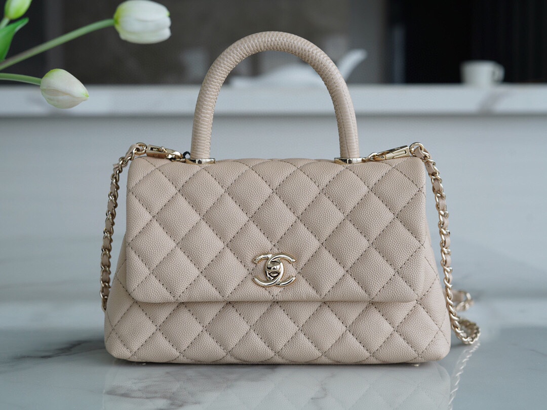 Chanel Coco Handle Small Handle in Beige Calfskin  