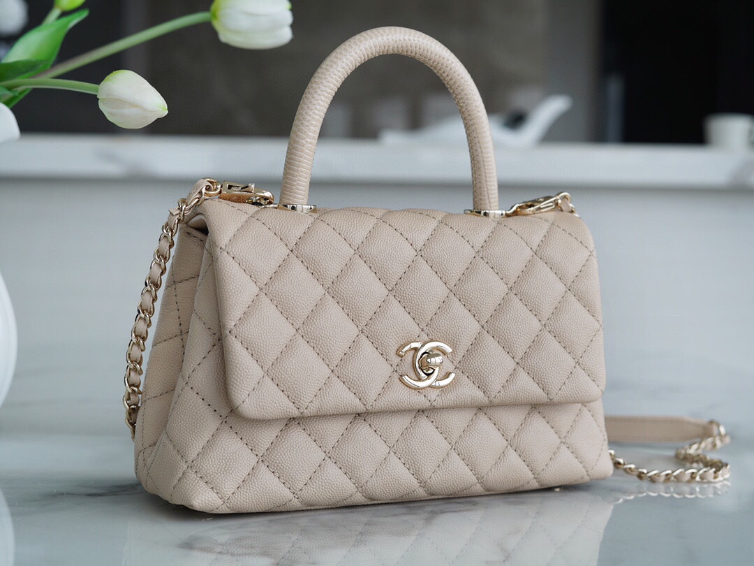 Chanel Coco Handle Small Handle in Beige Calfskin  