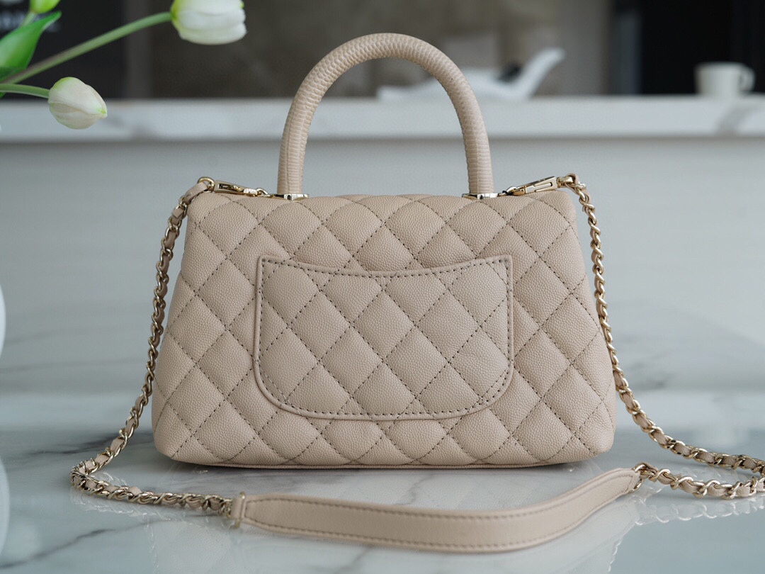 Chanel Coco Handle Small Handle in Beige Calfskin  