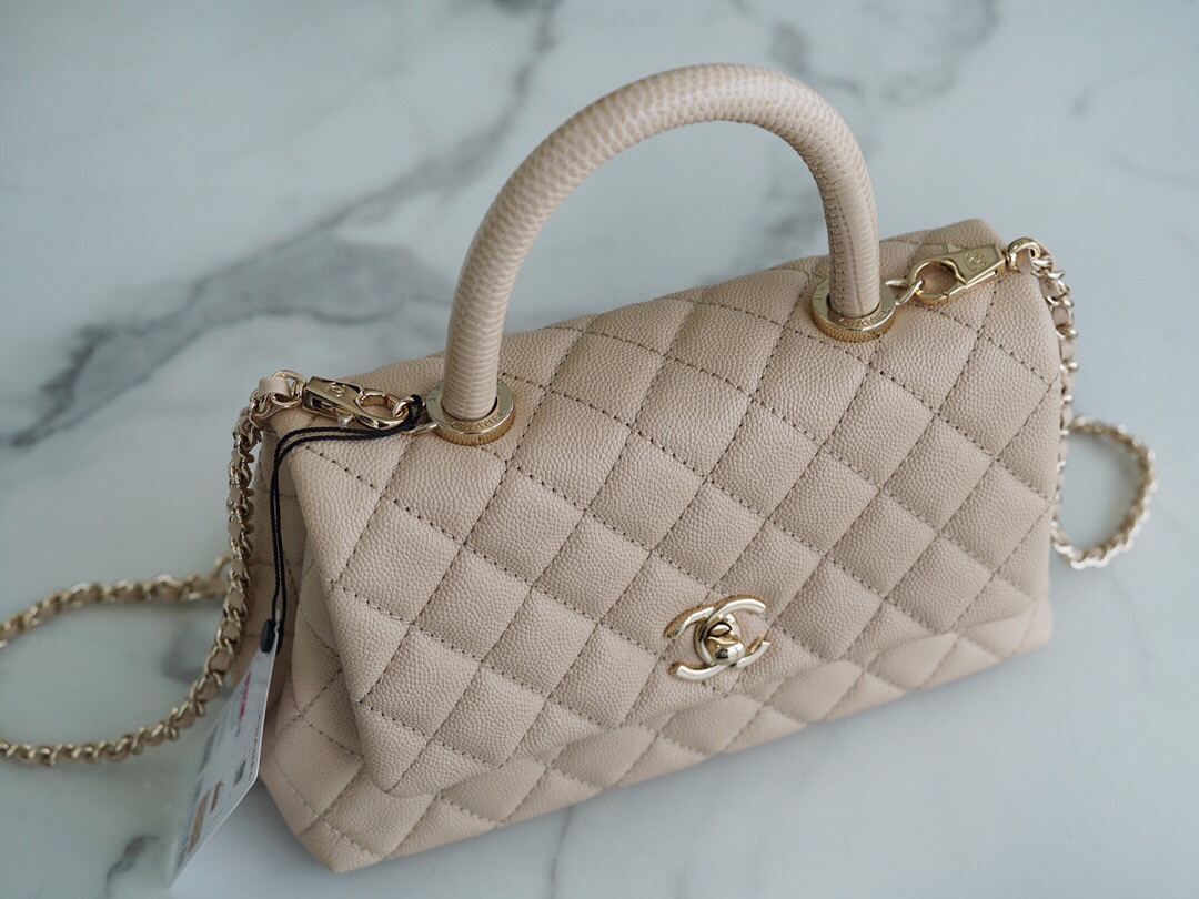 Chanel Coco Handle Small Handle in Beige Calfskin  