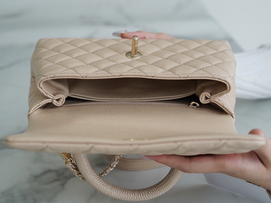 Chanel Coco Handle Small Handle in Beige Calfskin  