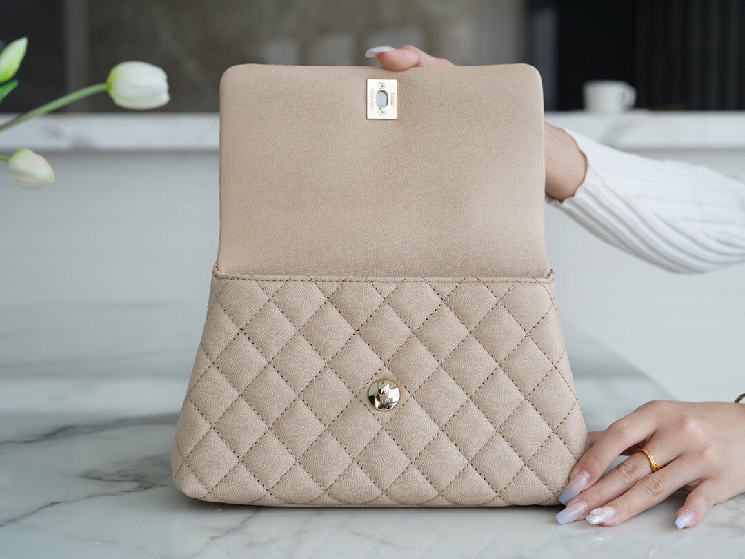 Chanel Coco Handle Small Handle in Beige Calfskin  